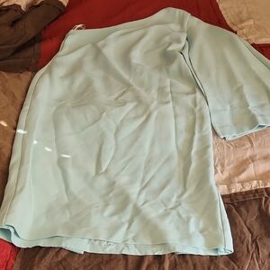 Eva Mendes Mint Green Asymmetrical One Shoulder Dress